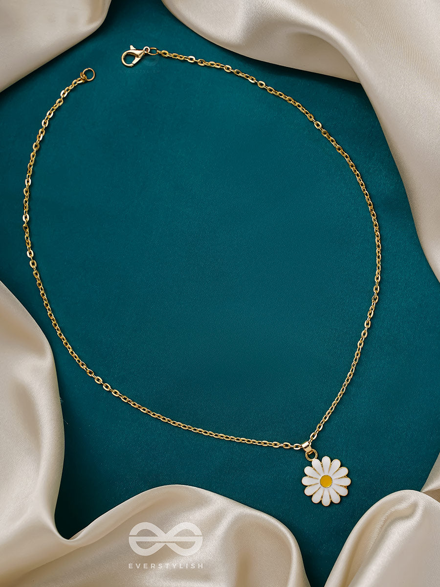 The White Dahlia- Golden Embellished Necklace With Anti-Tarnish Coating