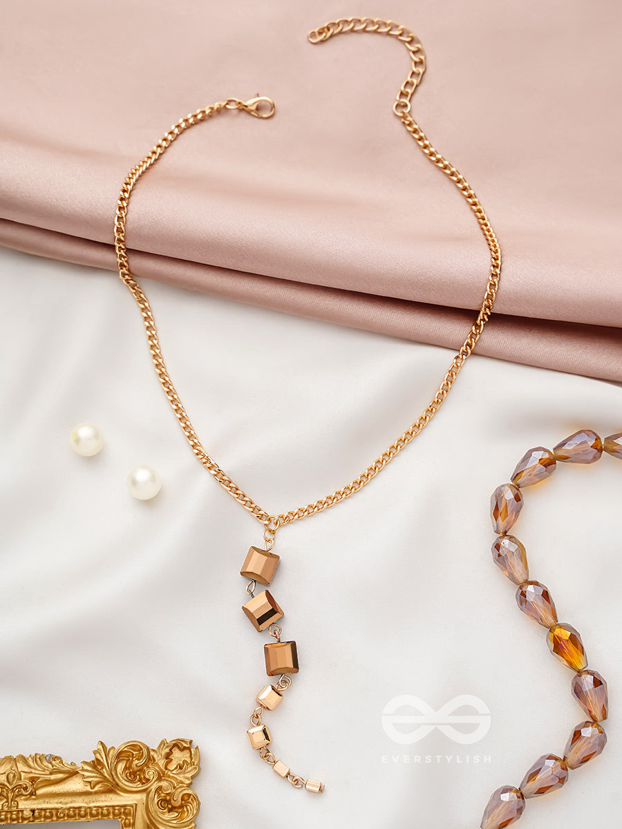 Drop Dead Gorgeous Golden Embellished Necklace With Anti-Tarnish Coating