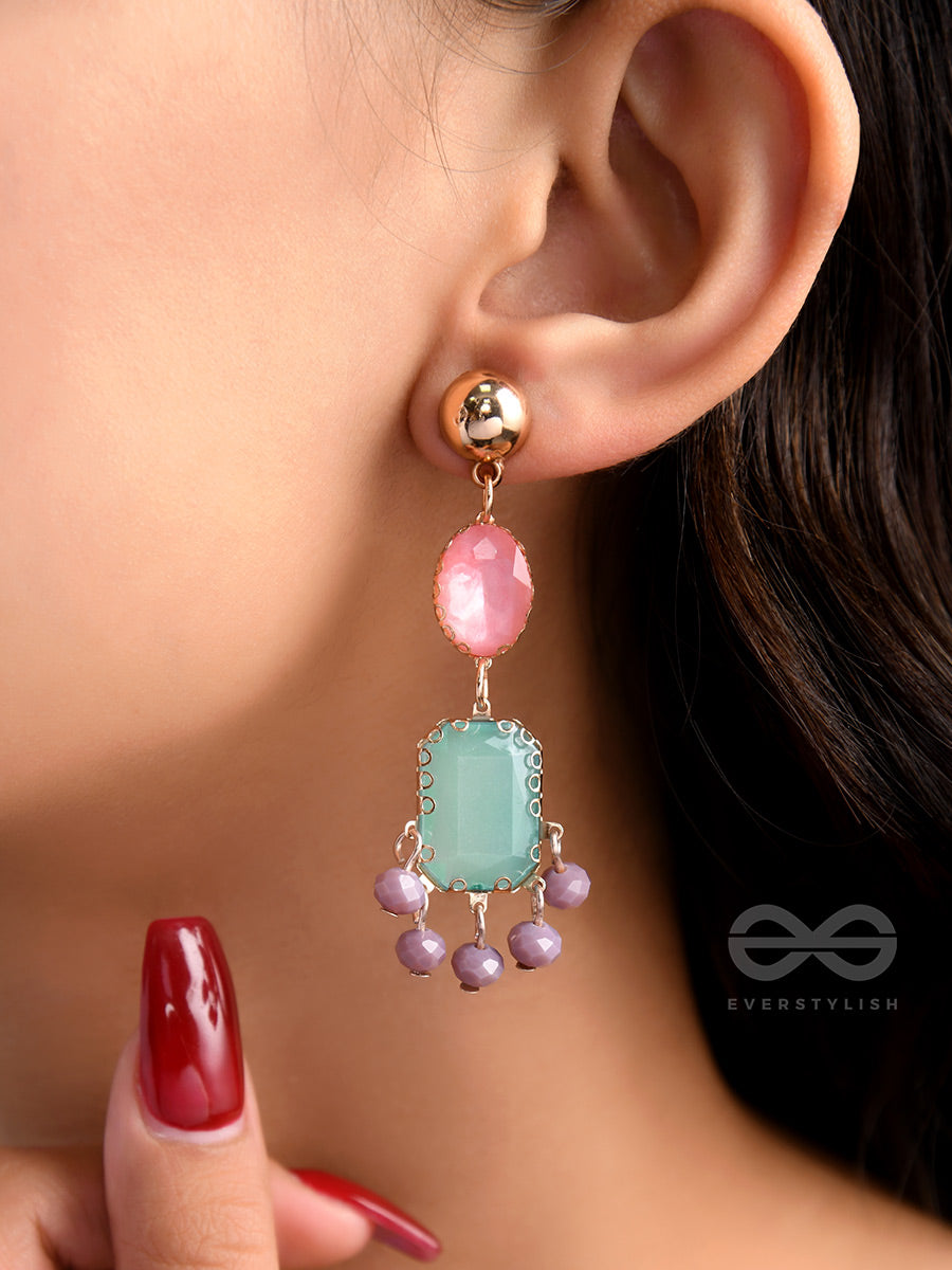 The Smoked Mirror- Golden Embellished Earrings