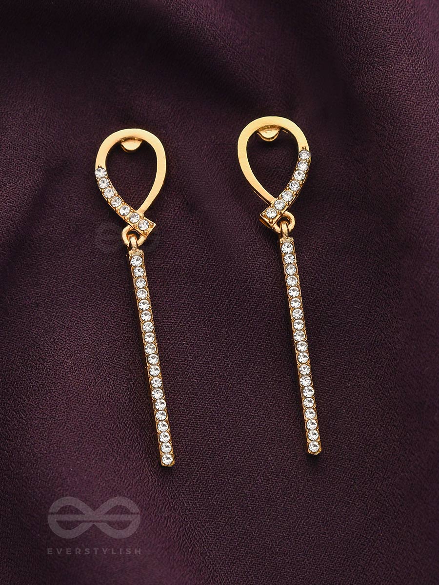 Gems On A Stick Golden Dangler Earrings