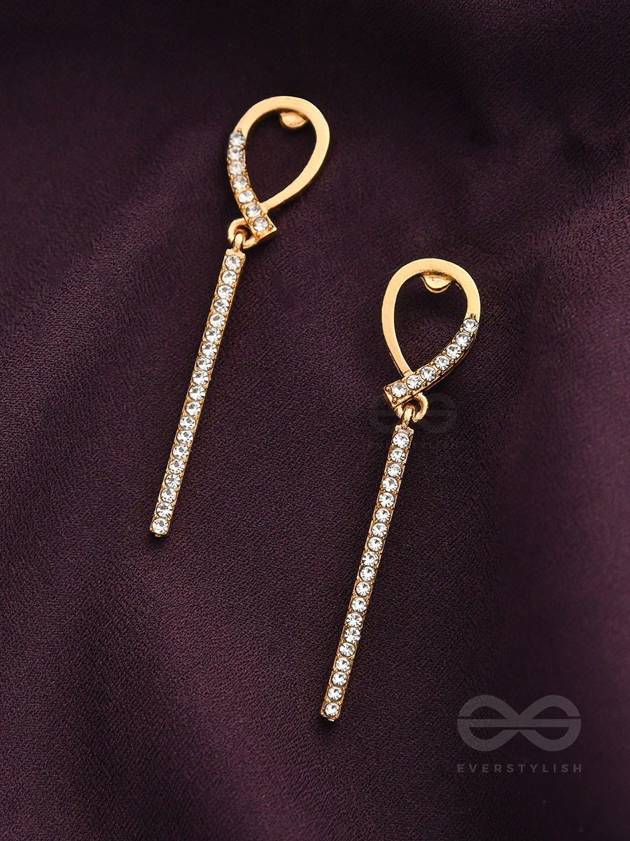 Gems On A Stick Golden Dangler Earrings