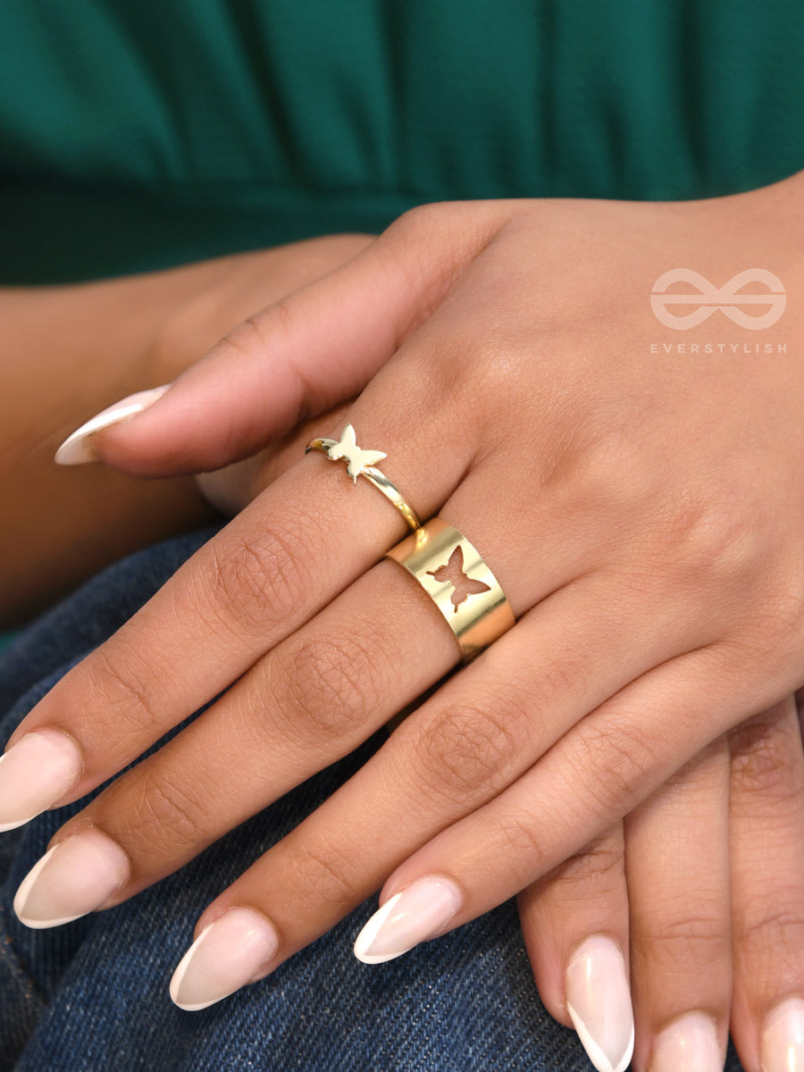 The Missing Moth- Set Of Two Golden Rings