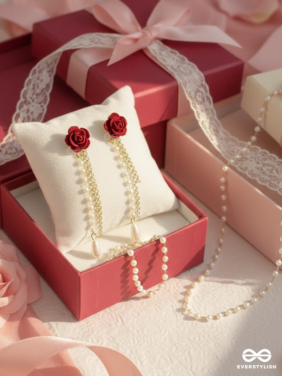 The Missie Life - Rose Bloom – Pearl Earrings & Necklace Jewellery Set