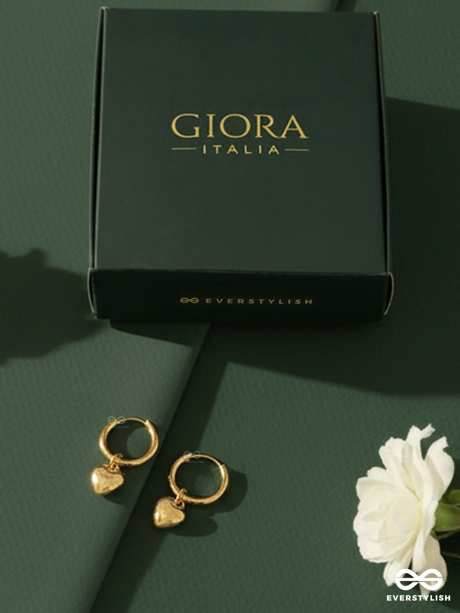 Giora Italia - Cupid’s Gold – Stainless Steel 18K Gold Plated Anti-Tarnish Heart Earrings