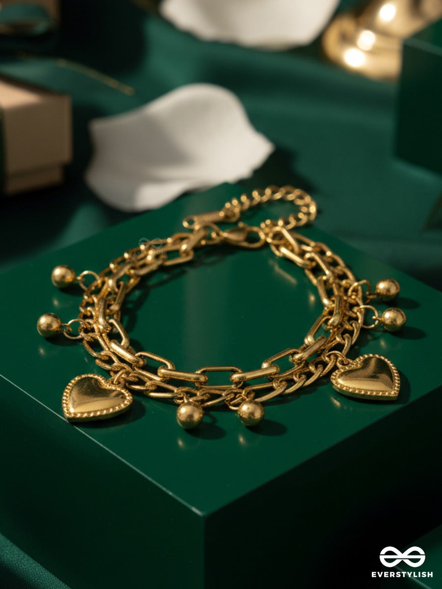 Giora Italia - Cupid Links – Stainless Steel 18K Gold Plated Anti-Tarnish Heart Charm Bracelet