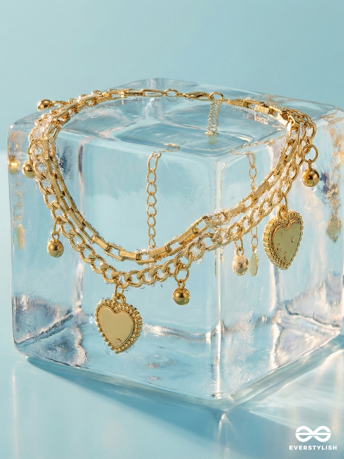 Giora Italia - Cupid Links – Stainless Steel 18K Gold Plated Anti-Tarnish Heart Charm Bracelet