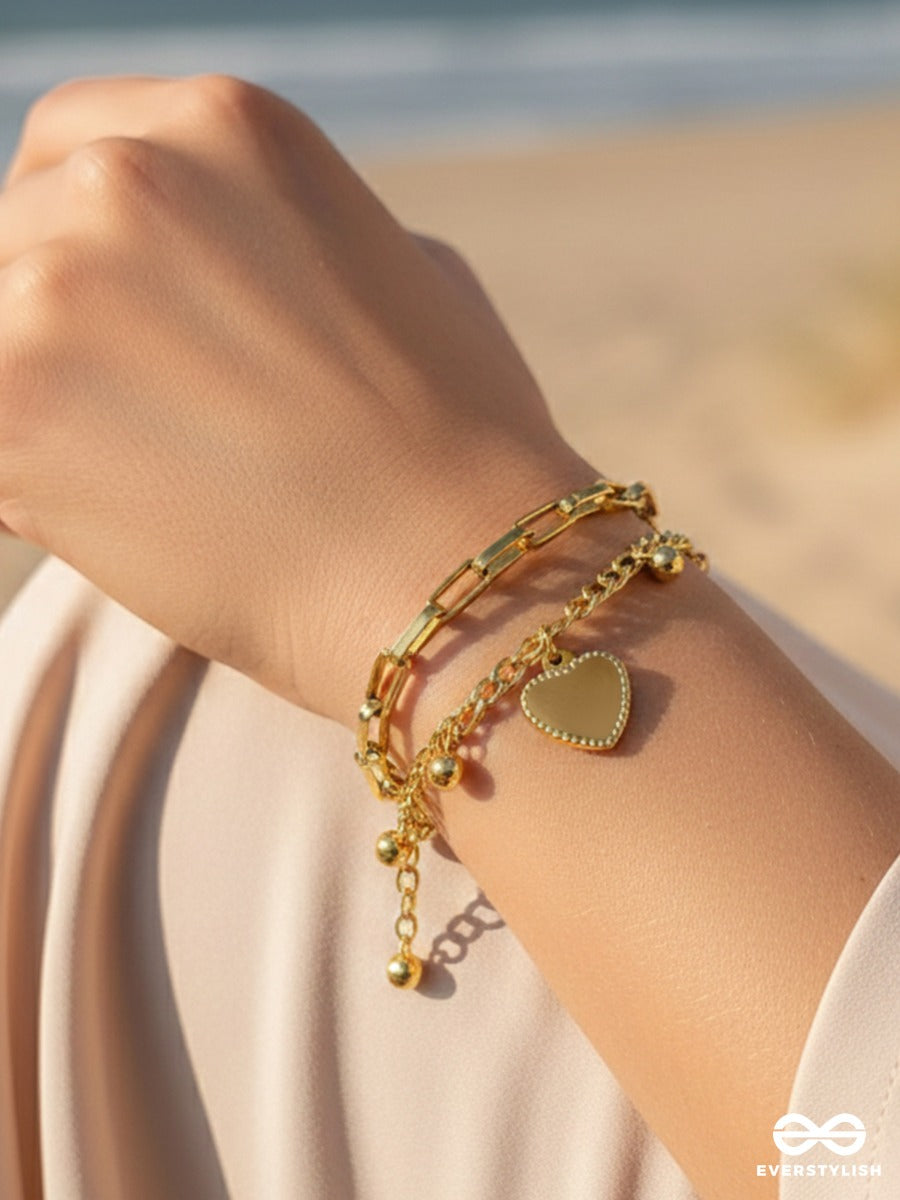 Giora Italia - Cupid Links – Stainless Steel 18K Gold Plated Anti-Tarnish Heart Charm Bracelet