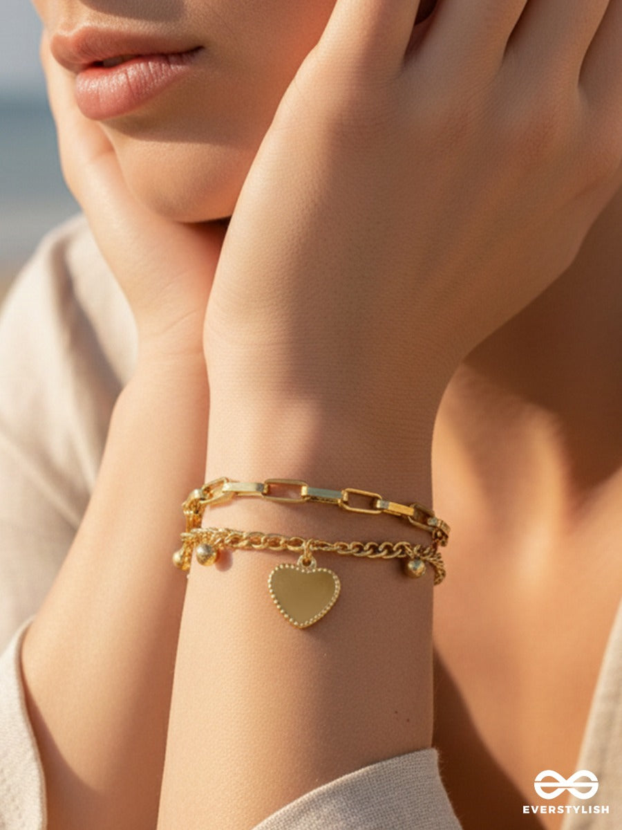 Giora Italia - Cupid Links – Stainless Steel 18K Gold Plated Anti-Tarnish Heart Charm Bracelet