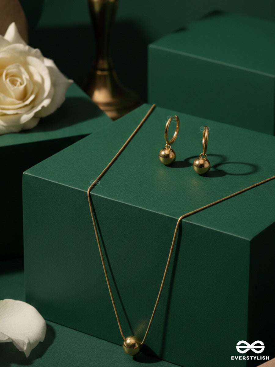 Giora Italia - The Lumi Orb – Stainless Steel 18K Gold Plated Anti-Tarnish Earrings And Necklace Jewellery Set