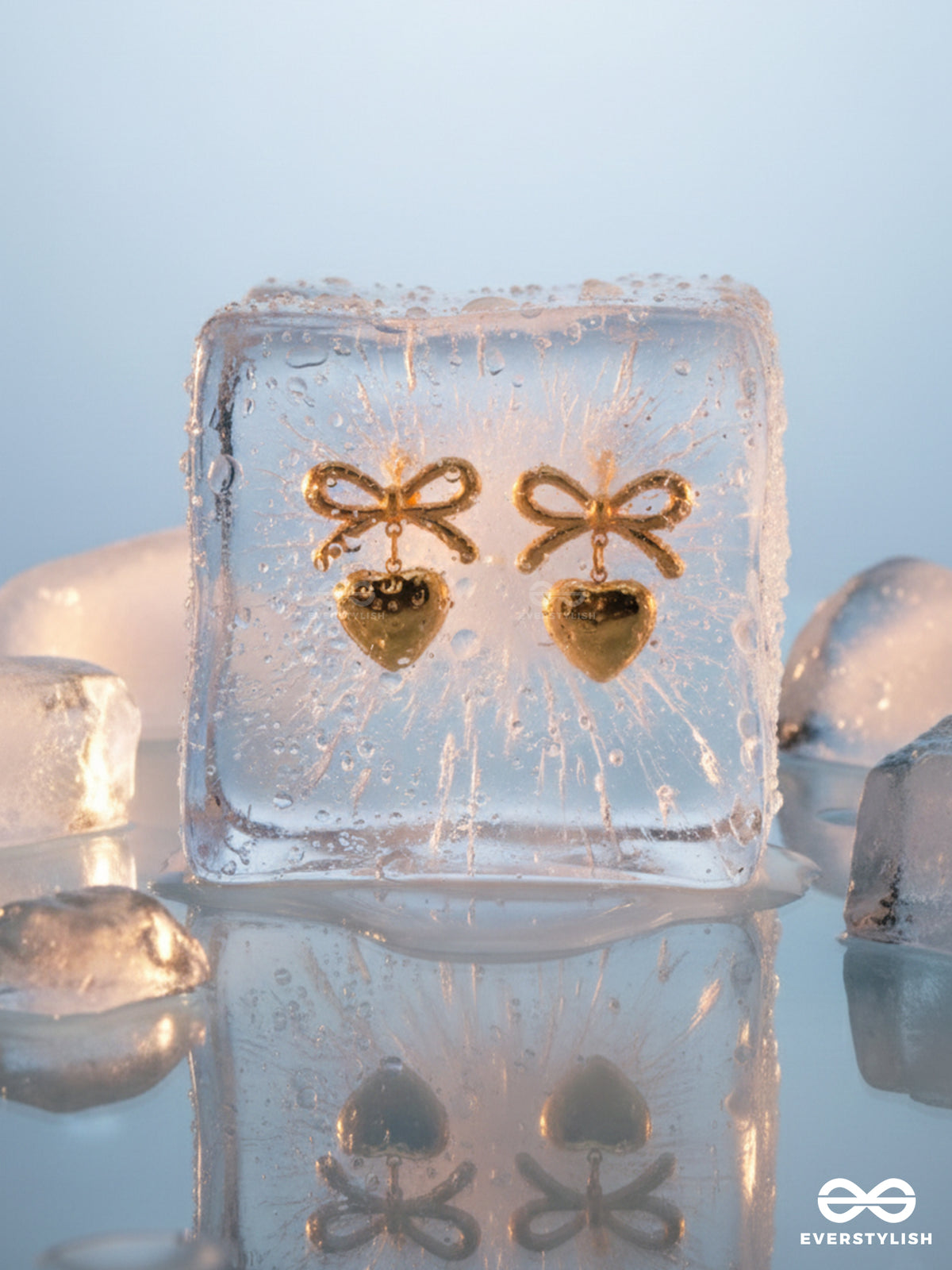 Giora Italia - Chérie Bow- Stainless Steel 18K Gold Plated Anti-Tarnish Classic Bow And Heart Earrings