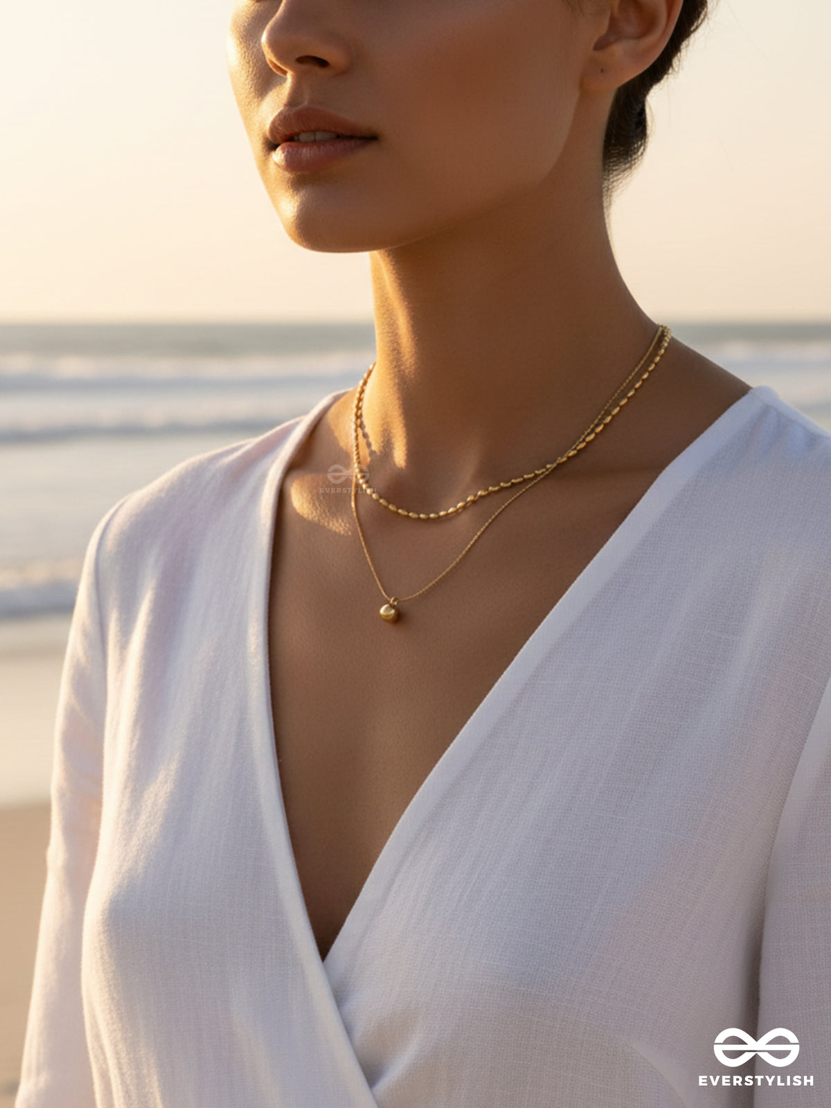 Giora Italia - Aurora Drop- Stainless Steel 18K Gold Plated Anti-Tarnish Minimal Layered Necklace