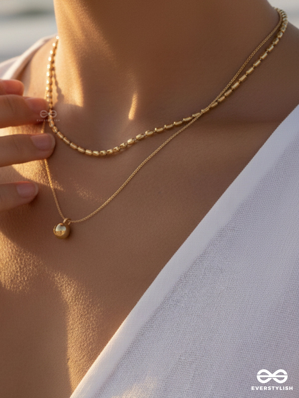 Giora Italia - Aurora Drop- Stainless Steel 18K Gold Plated Anti-Tarnish Minimal Layered Necklace