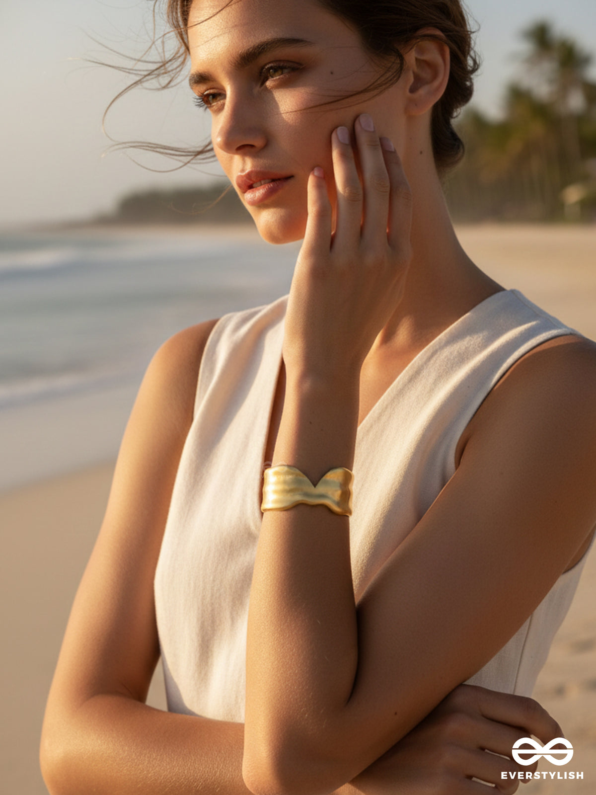 Giora Italia - The Gilded Wave – Stainless Steel 18K Gold Plated Anti-Tarnish Statement Cuff Bracelet