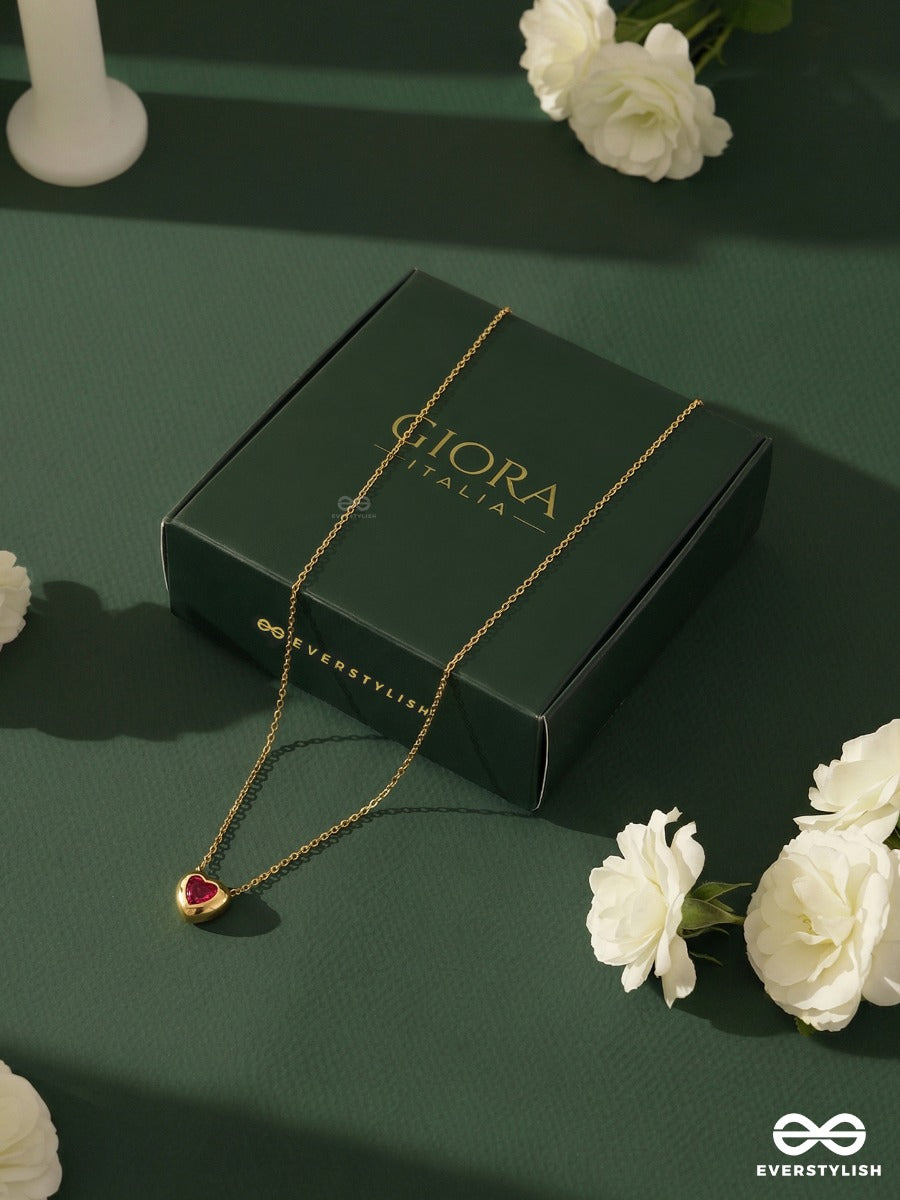 Giora Italia - Rubélle – Stainless Steel 18K Gold Plated Anti-Tarnish Red Heart Necklace