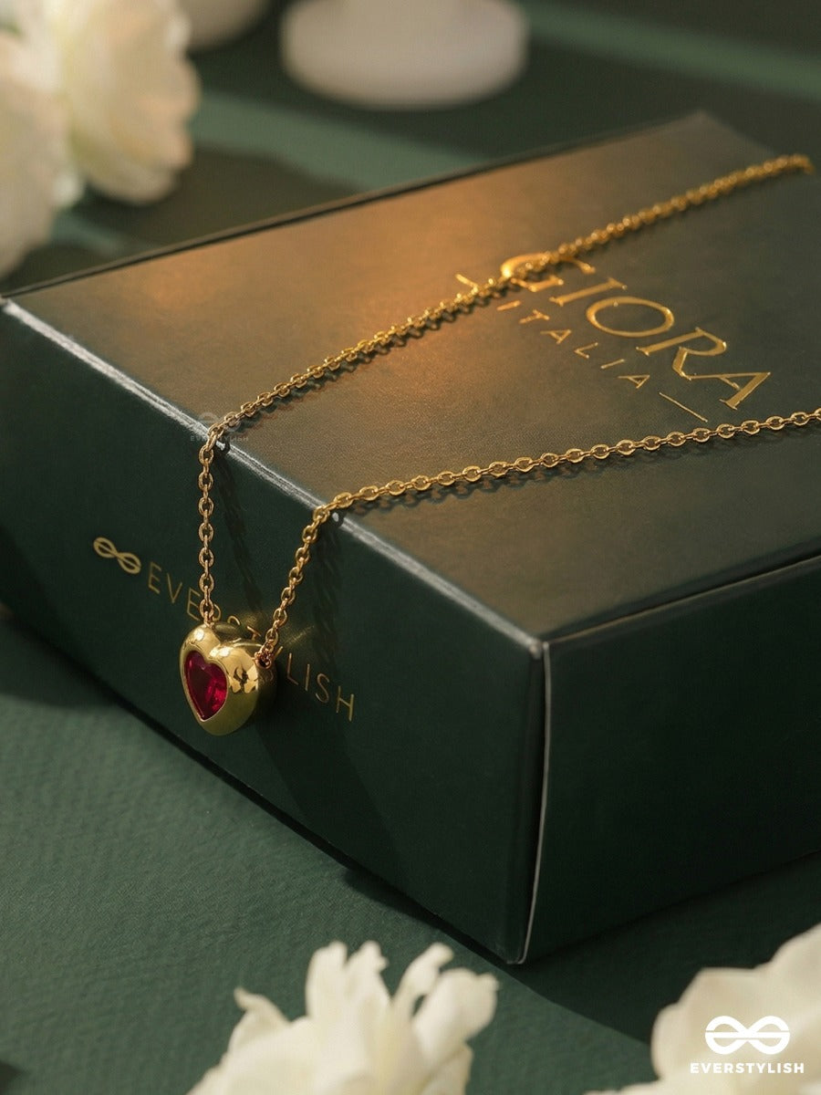Giora Italia - Rubélle – Stainless Steel 18K Gold Plated Anti-Tarnish Red Heart Necklace