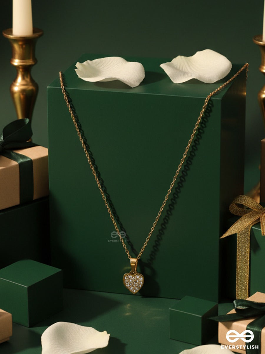 Giora Italia - Heart Dust – Stainless Steel 18K Gold Plated Anti-Tarnish Pavé Heart Pendant Necklace