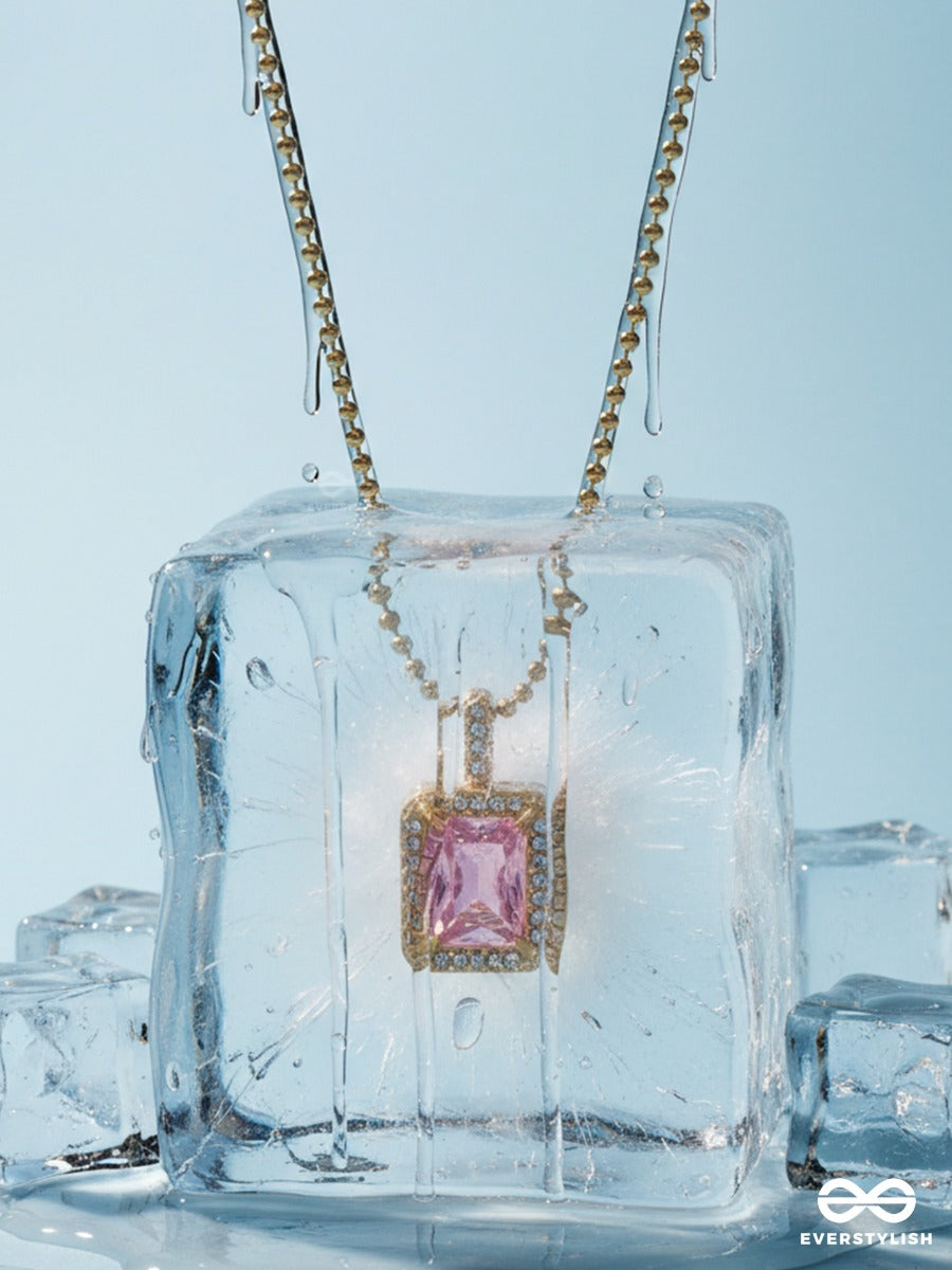 Giora Italia - Blush Signet – Stainless Steel 18K Gold Plated Anti-Tarnish Pink Stone Pendant Necklace