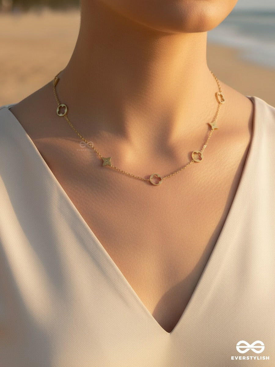 Giora Italia - Golden Charm Trail – Stainless Steel 18K Gold Plated Anti-Tarnish Motif Necklace