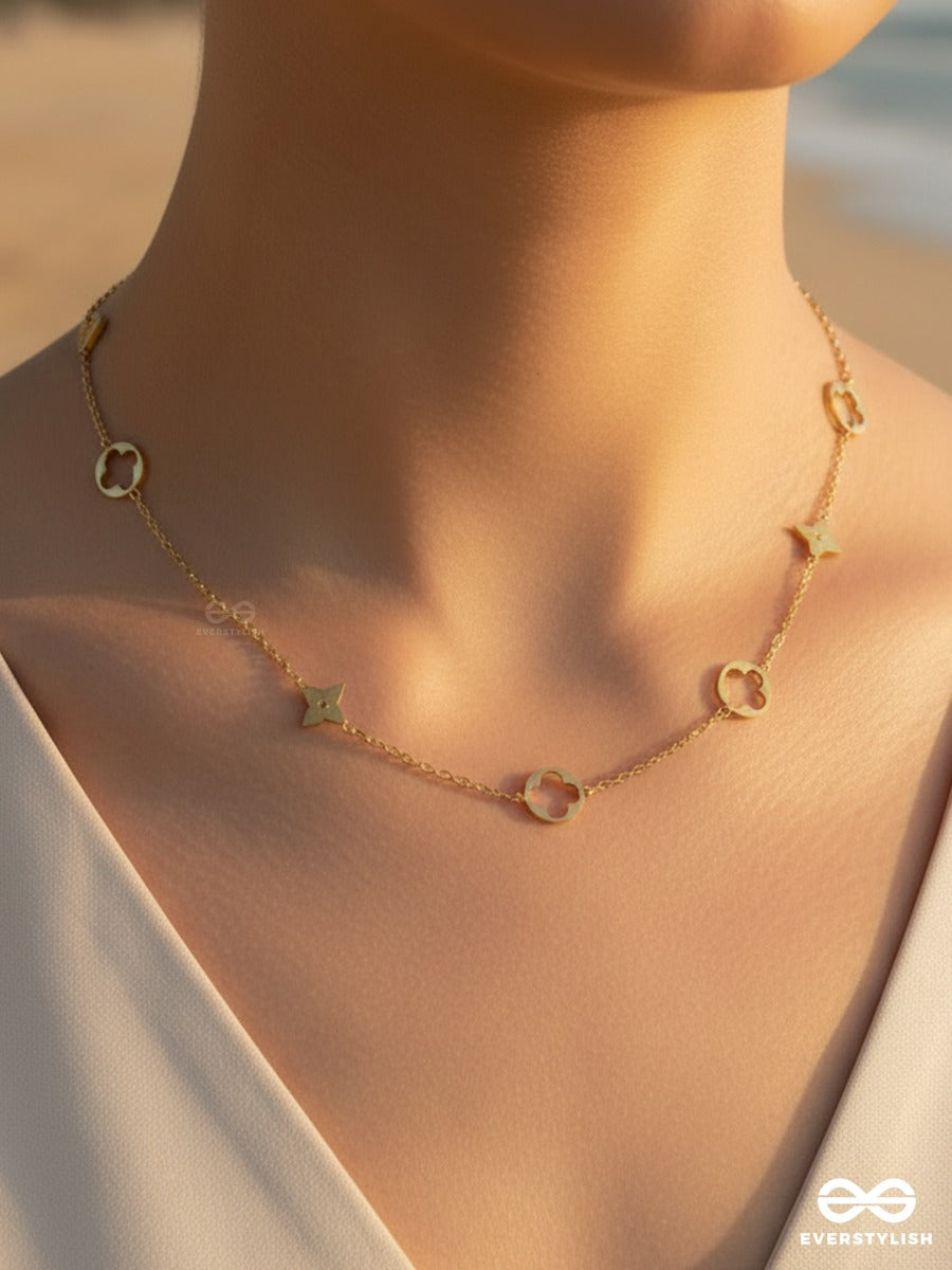 Giora Italia - Golden Charm Trail – Stainless Steel 18K Gold Plated Anti-Tarnish Motif Necklace