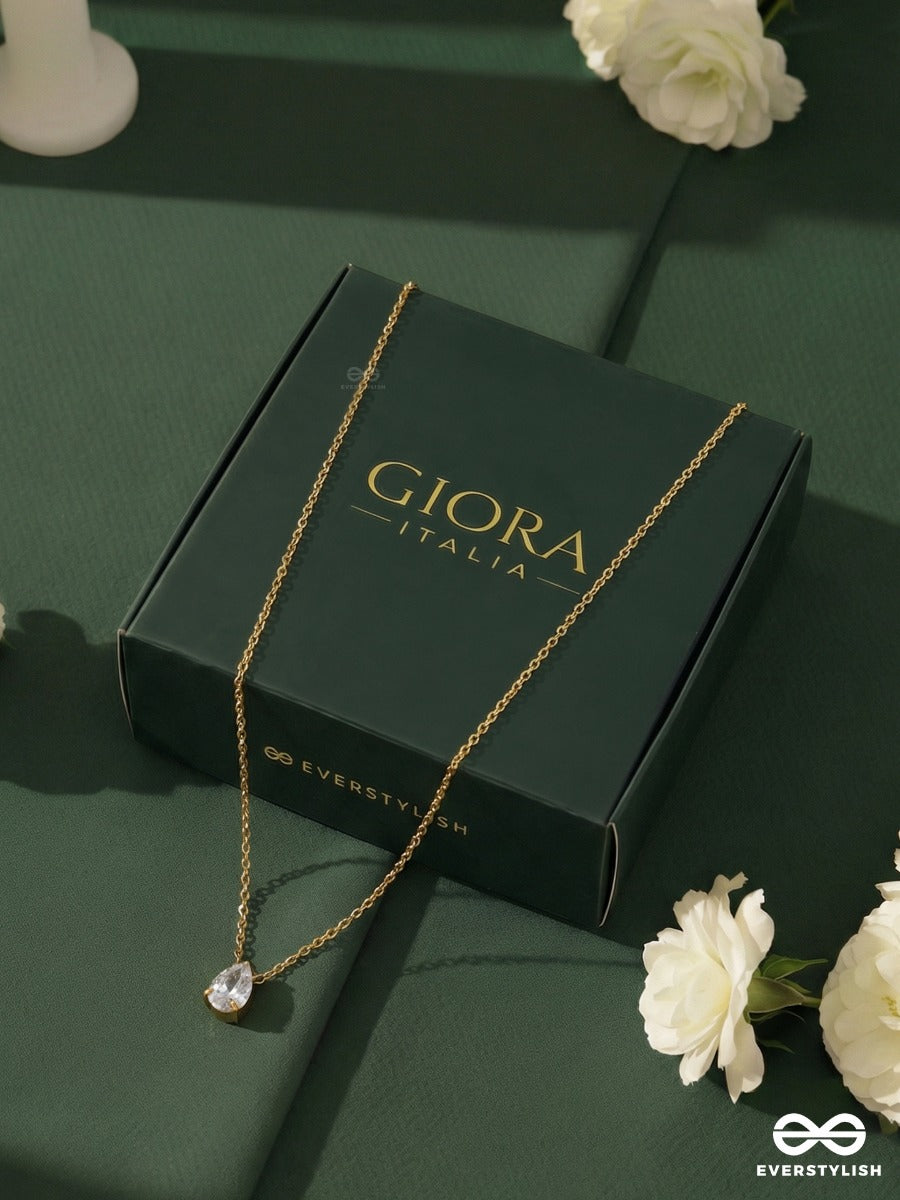 Giora Italia - Virelia – Stainless Steel 18K Gold Plated Anti-Tarnish Cubic Zirconia Stone Pendant Necklace