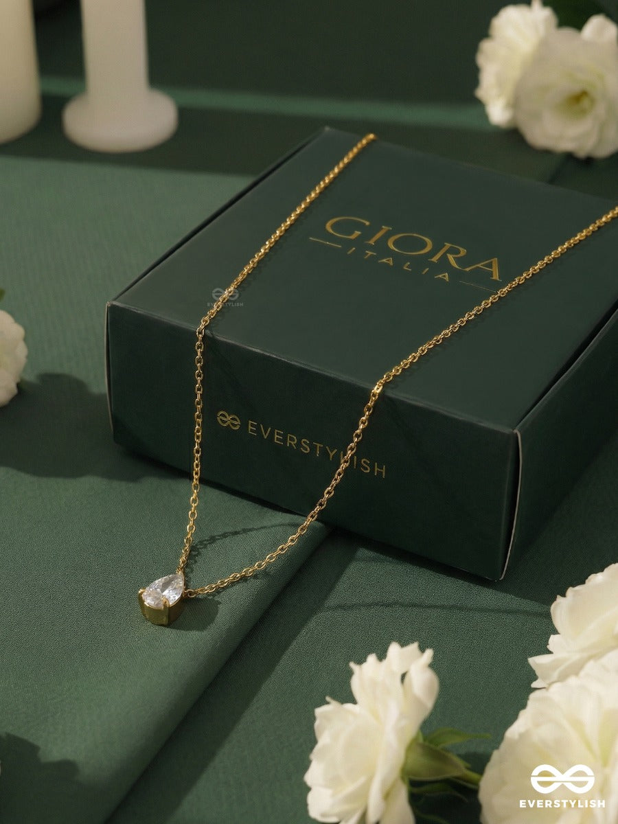 Giora Italia - Virelia – Stainless Steel 18K Gold Plated Anti-Tarnish Cubic Zirconia Stone Pendant Necklace