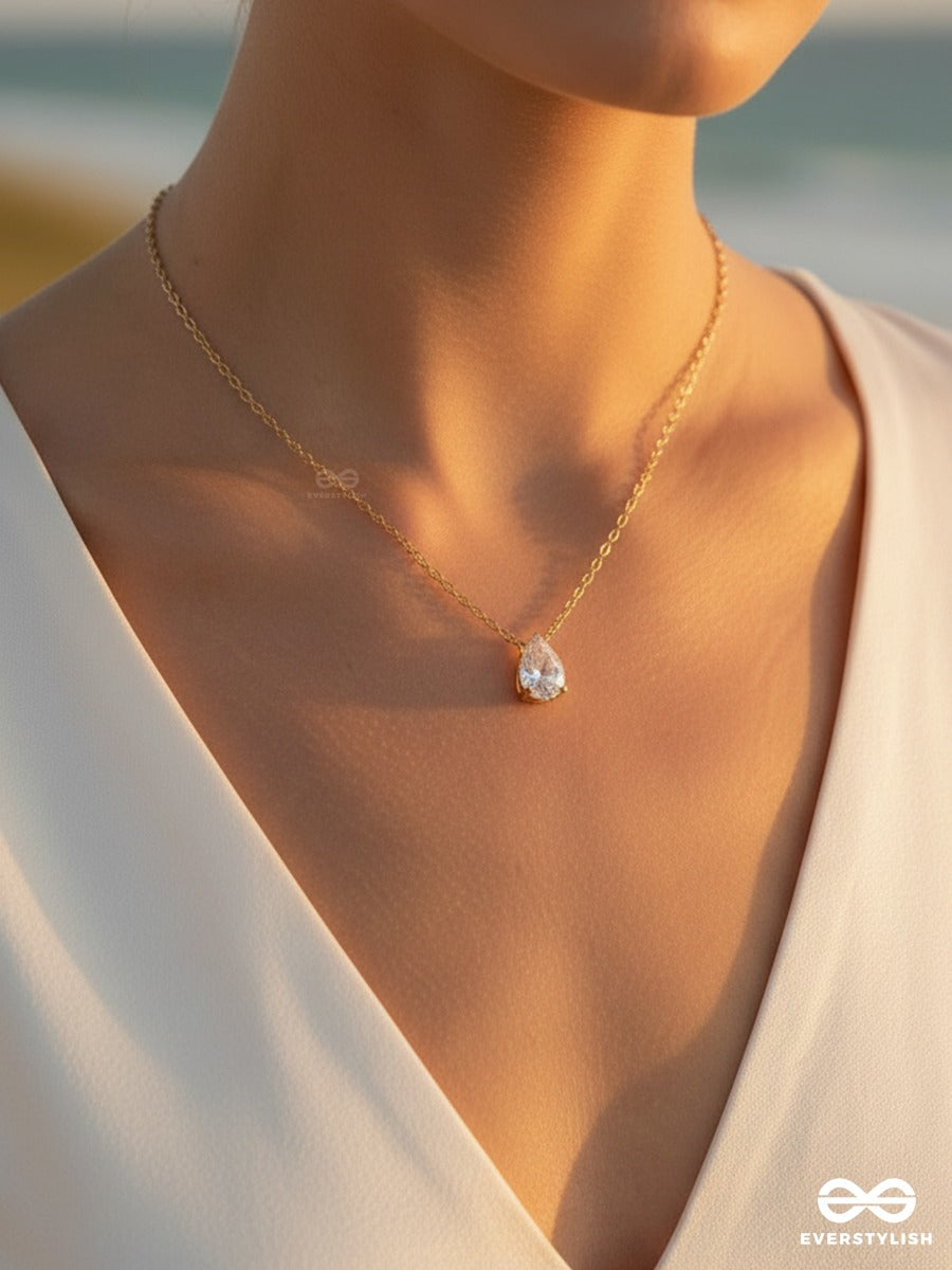 Giora Italia - Virelia – Stainless Steel 18K Gold Plated Anti-Tarnish Cubic Zirconia Stone Pendant Necklace