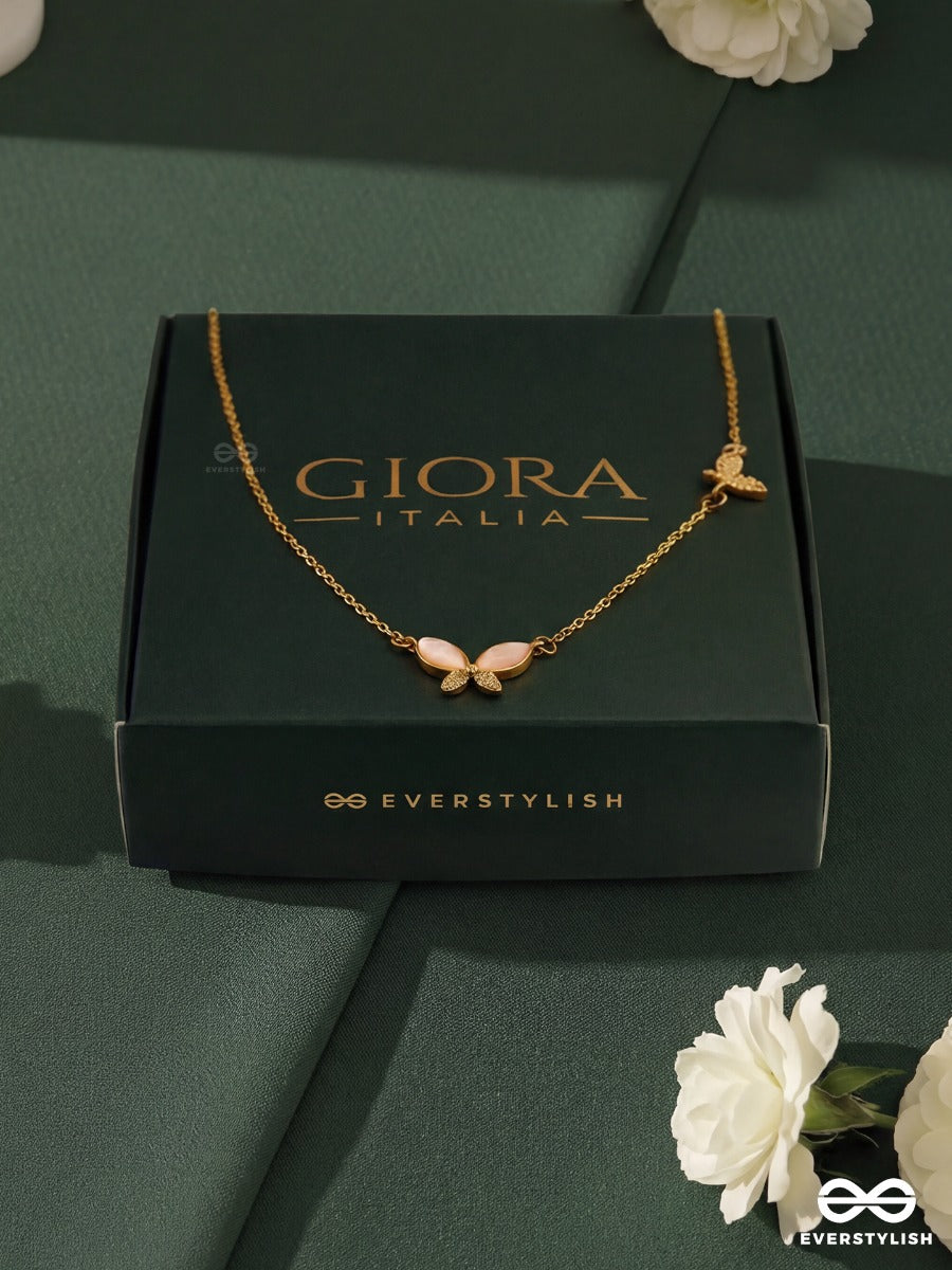 Giora Italia - Winged Trace – Stainless Steel 18K Gold Plated Anti-Tarnish Minimal Butterfly Pendant Necklace