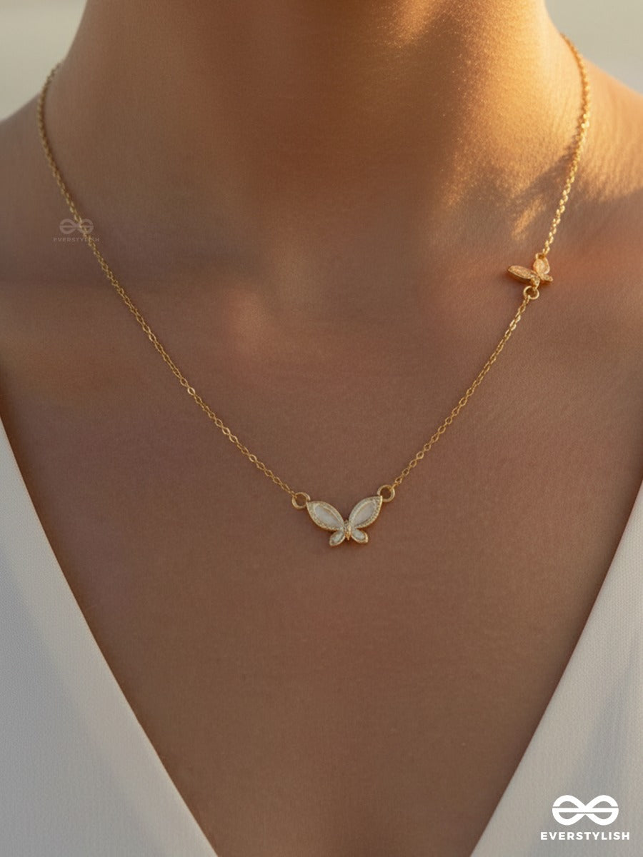 Giora Italia - Winged Trace – Stainless Steel 18K Gold Plated Anti-Tarnish Minimal Butterfly Pendant Necklace