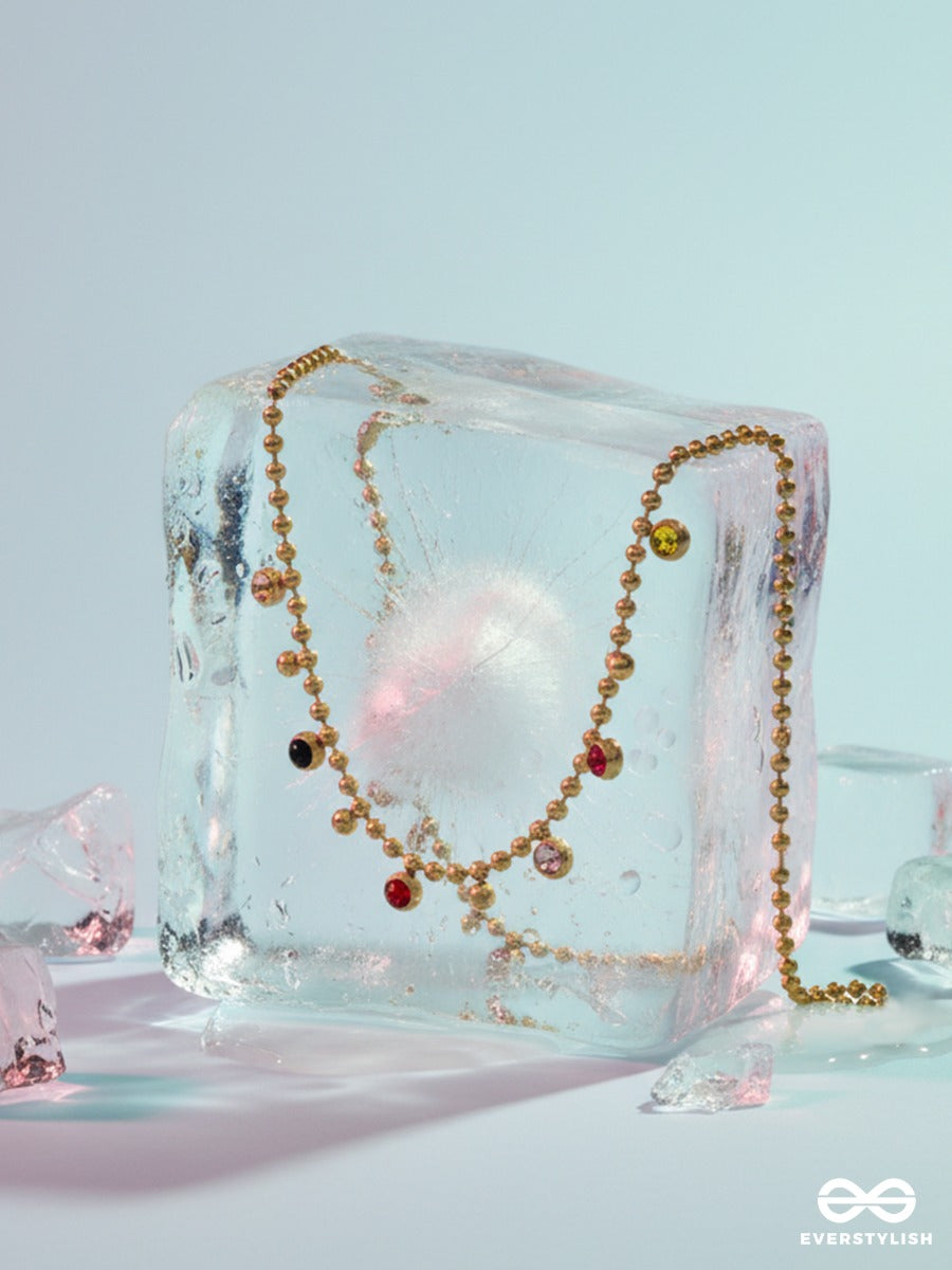 Giora Italia - Gem Parade – Stainless Steel 18K Gold Plated Anti-Tarnish Multicolour Stone Charm Necklace
