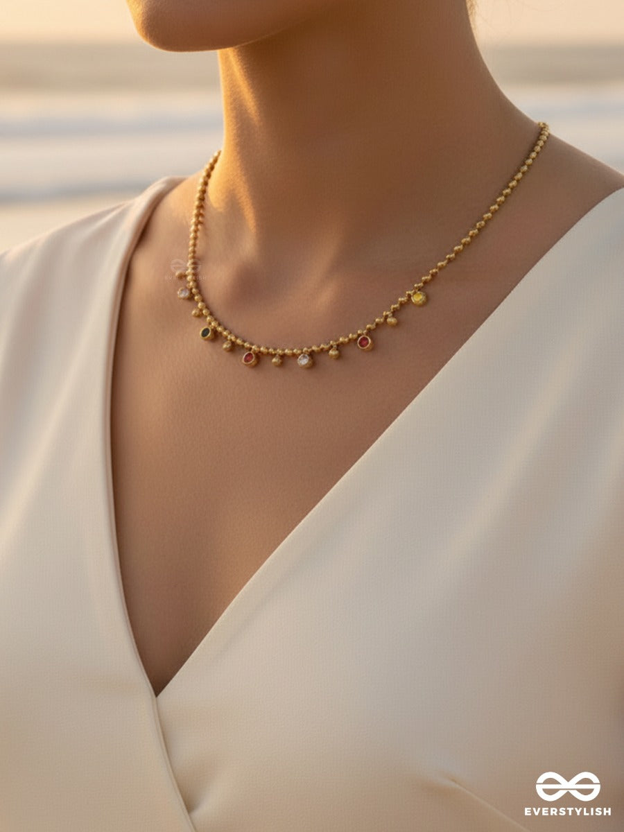 Giora Italia - Gem Parade – Stainless Steel 18K Gold Plated Anti-Tarnish Multicolour Stone Charm Necklace