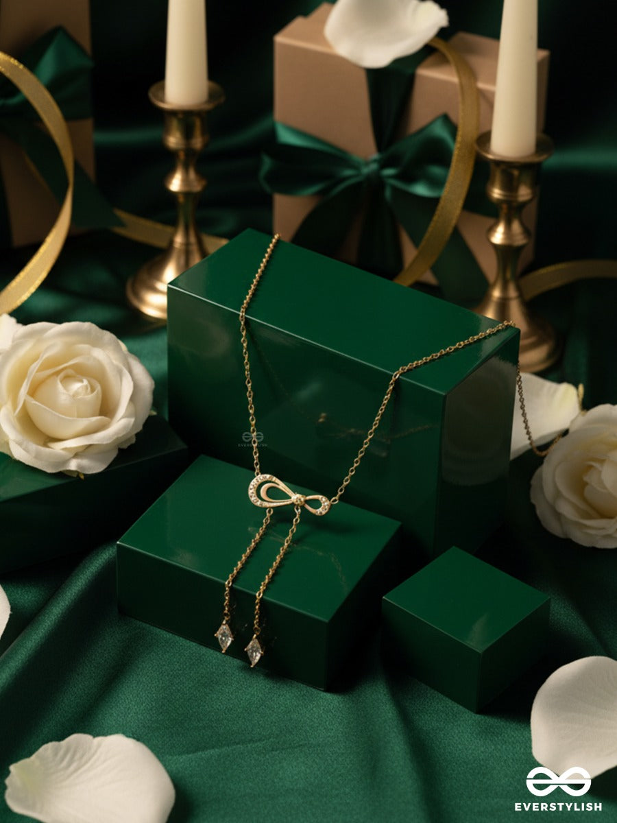 Giora Italia - Velora Bond – Stainless Steel 18K Gold Plated Anti-Tarnish Bow Drop Necklace