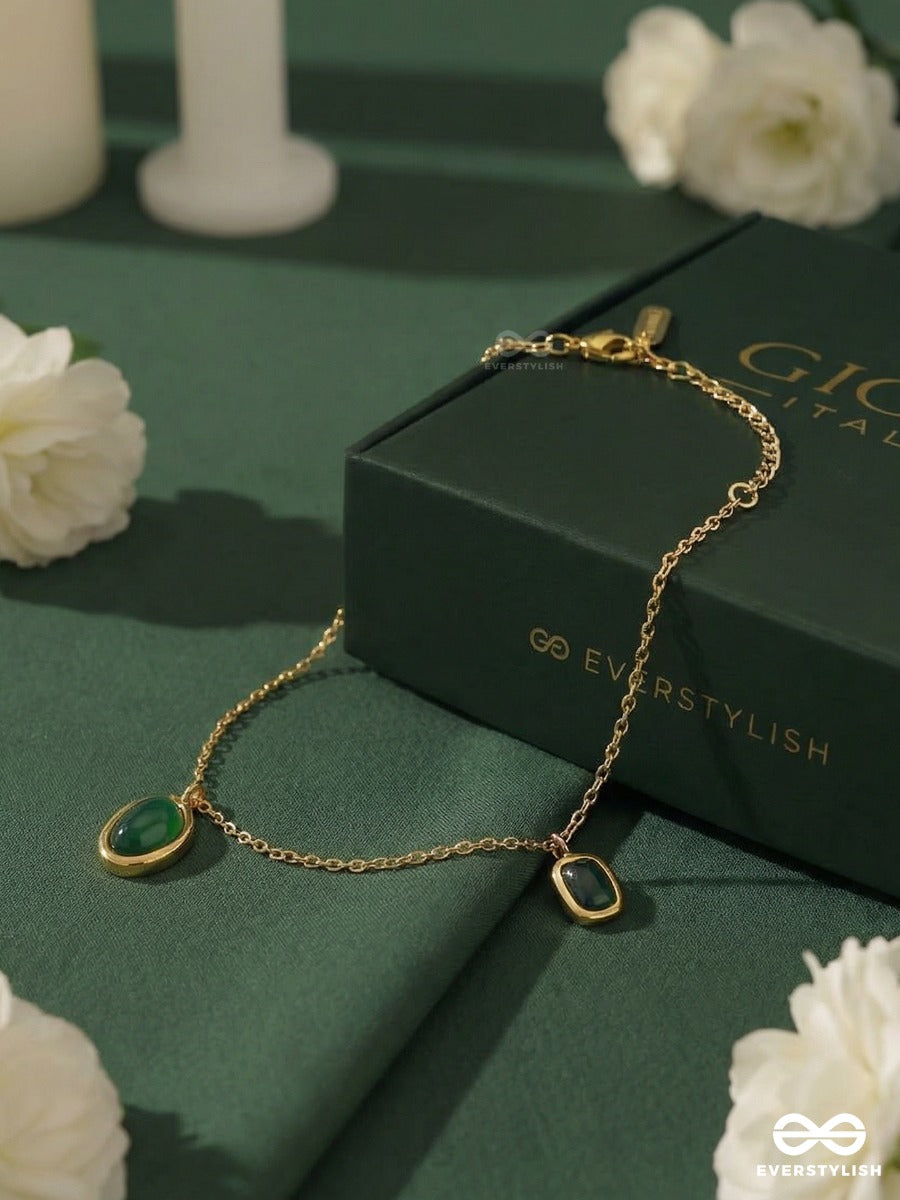 Giora Italia - Velora Green – Stainless Steel 18K Gold Plated Anti-Tarnish Delicate Gem Bracelet
