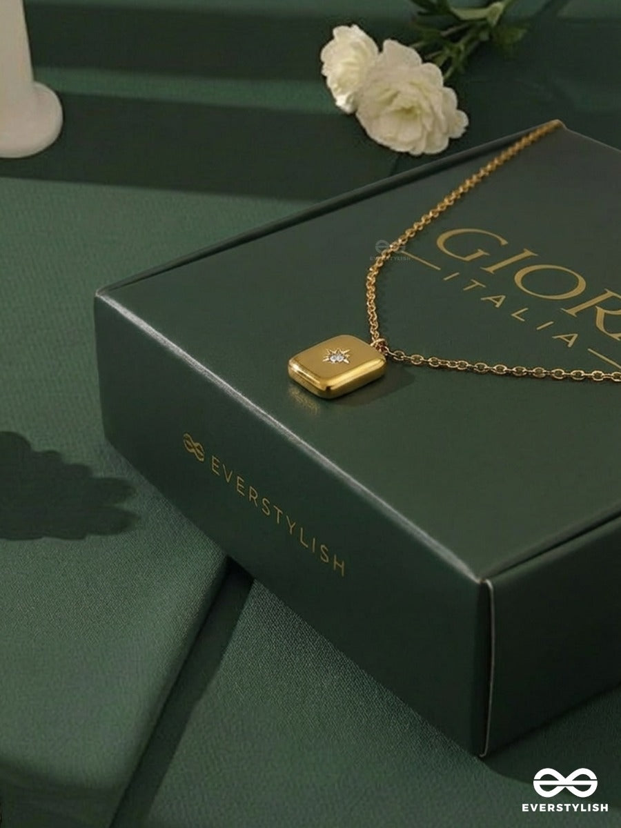 Giora Italia - Golden Tab – Stainless Steel 18K Gold Plated Anti-Tarnish Tag Pendant Necklace