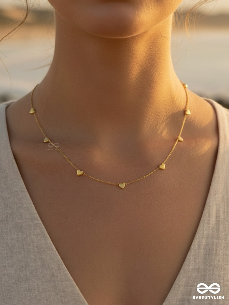 Giora Italia - Heart Parade – Stainless Steel 18K Gold Plated Anti-Tarnish Heart Charm Necklace