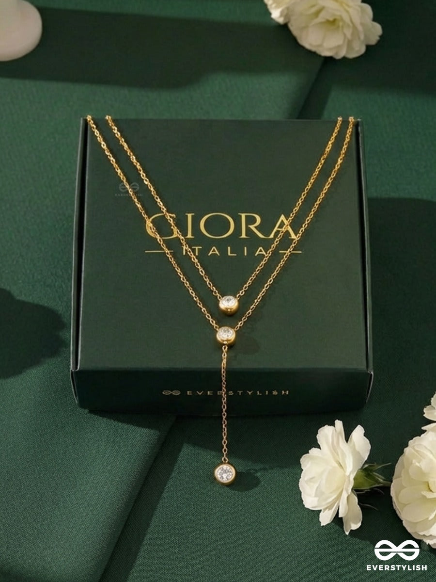 Giora Italia - Veltina Drop – Stainless Steel 18K Gold Plated Anti-Tarnish Layered Drop Necklace