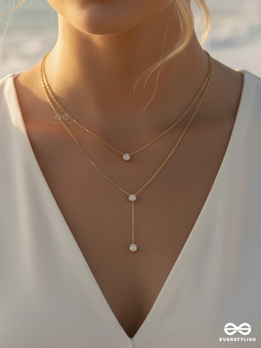 Giora Italia - Veltina Drop – Stainless Steel 18K Gold Plated Anti-Tarnish Layered Drop Necklace