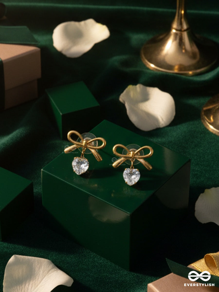 Giora Italia - Satin Blink – Stainless Steel 18K Gold Plated Anti-Tarnish Crystal Drop Bow Earrings