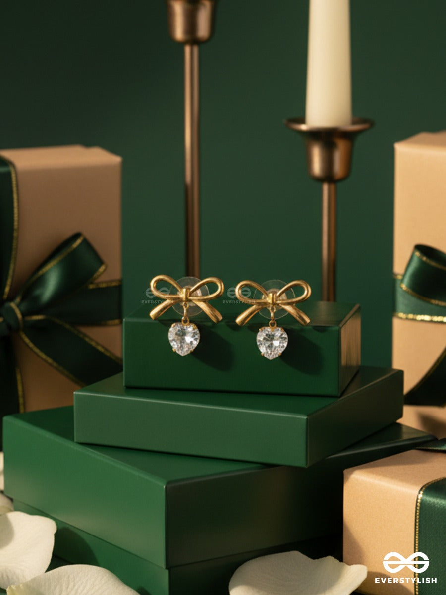Giora Italia - Satin Blink – Stainless Steel 18K Gold Plated Anti-Tarnish Crystal Drop Bow Earrings