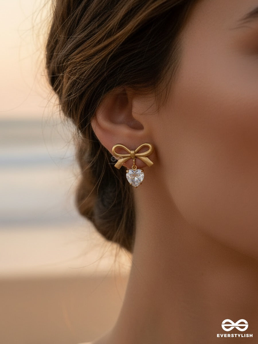 Giora Italia - Satin Blink – Stainless Steel 18K Gold Plated Anti-Tarnish Crystal Drop Bow Earrings