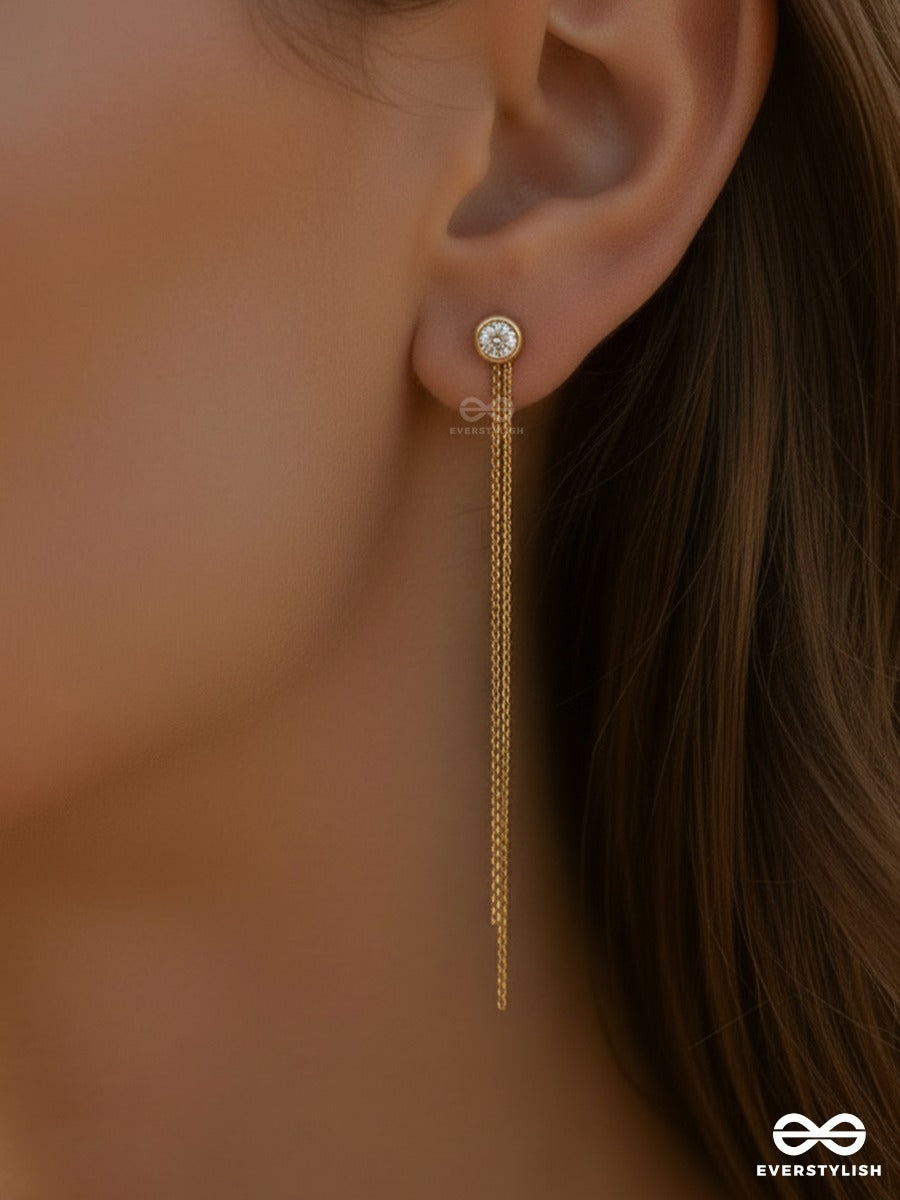 Giora Italia - Stilo Trace – Stainless Steel 18K Gold Plated Anti-Tarnish Drop Chain Earrings