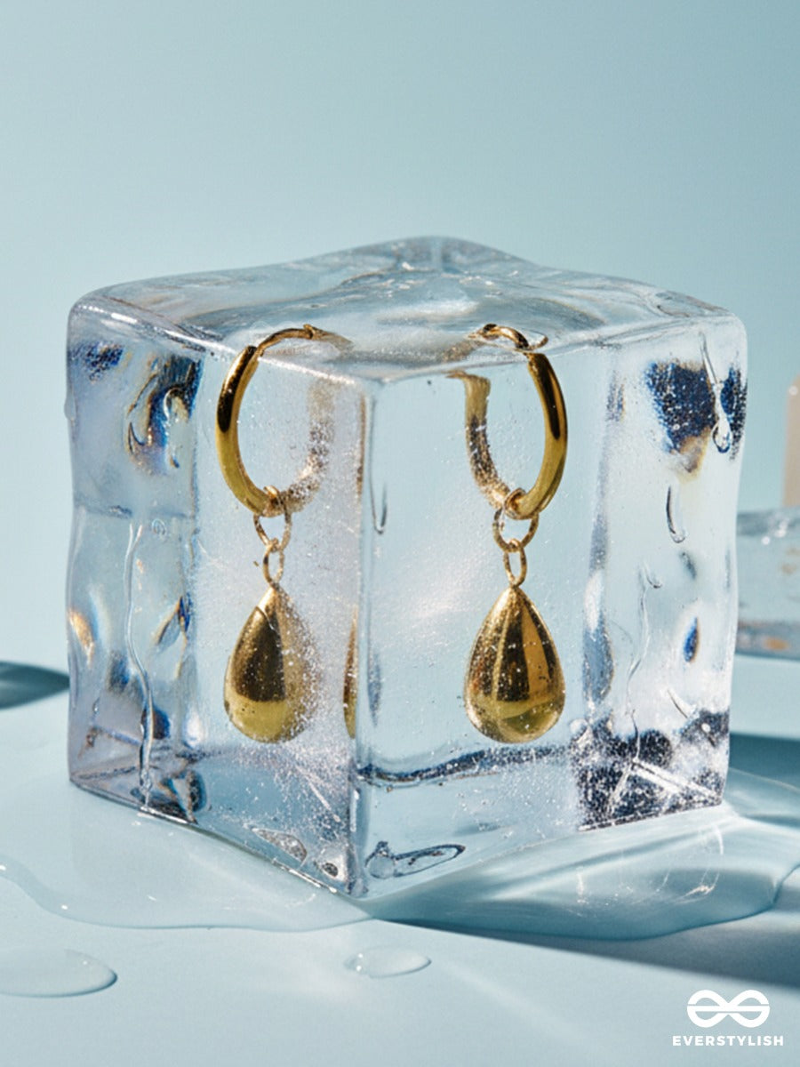 Giora Italia - Sleek Drizzle – Stainless Steel 18K Gold Plated Anti-Tarnish Modern Drop Earrings