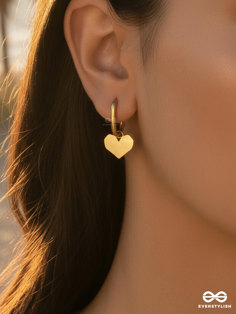 Giora Italia - Lovette Drop – Stainless Steel 18K Gold Plated Anti-Tarnish Heart Drop Earrings