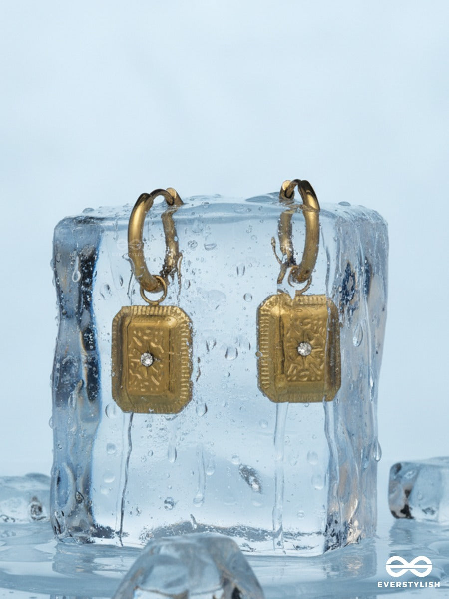 Giora Italia - Monarch Tag – Stainless Steel 18K Gold Plated Anti-Tarnish Mini Hoop Drop Earrings
