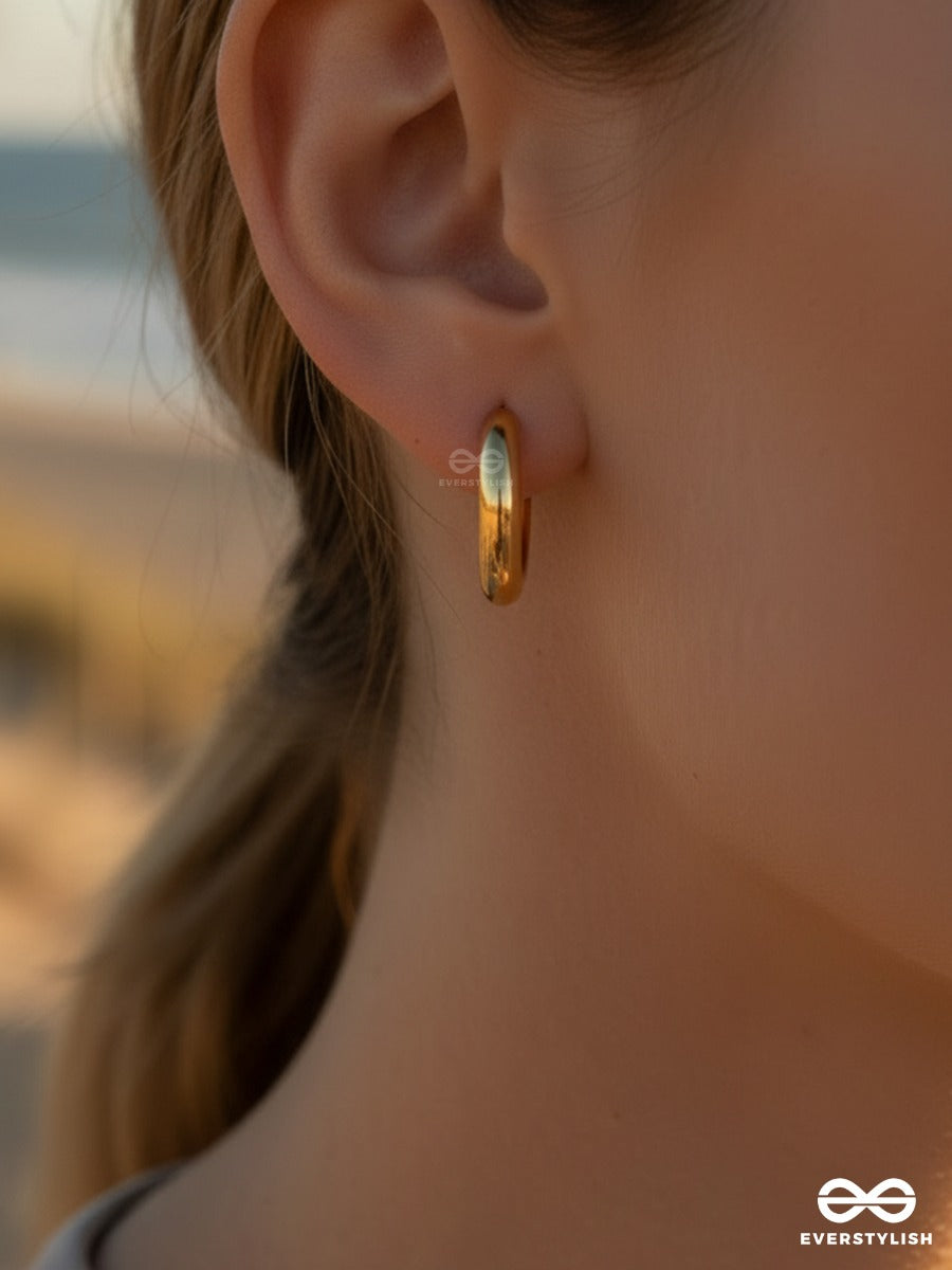 Giora Italia - Zenith Hug – Stainless Steel 18K Gold Plated Anti-Tarnish Classic Hoop Earrings