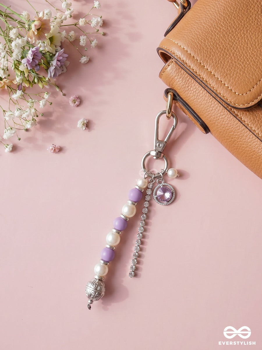 Lavender Latte – Pastel Bag Charm With Crystal Accents