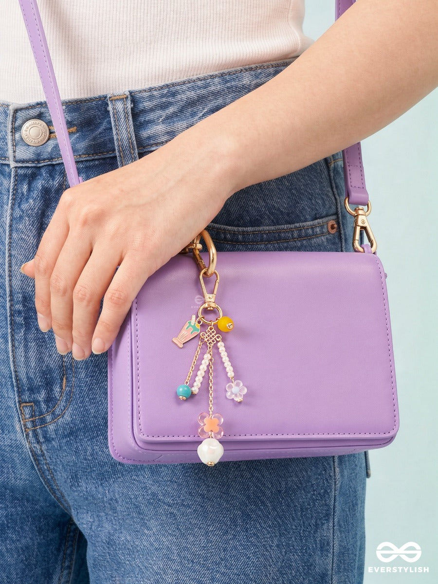 Pocket Bloom – Pastel Bag Charm With Floral And Pearl Details