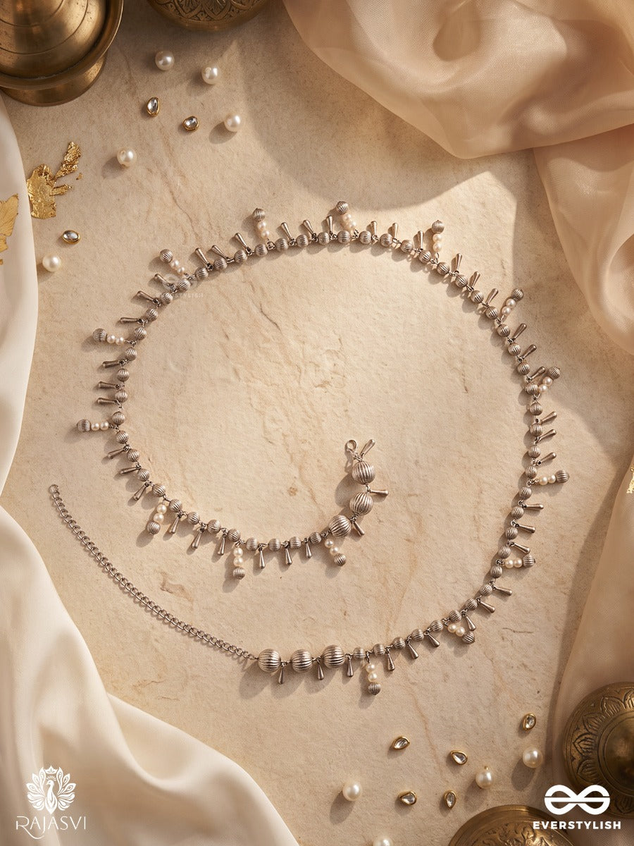 Jhanjhari – Oxidised Waist Chain With Cascading Silver-Tone Danglers And Delicate Drop Charms