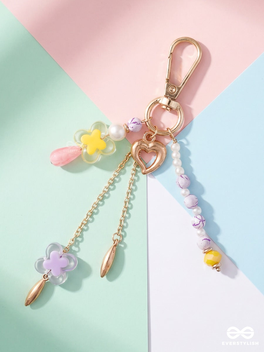 Bloom Pop – Pastel Bag Charm With Floral And Crystal Details