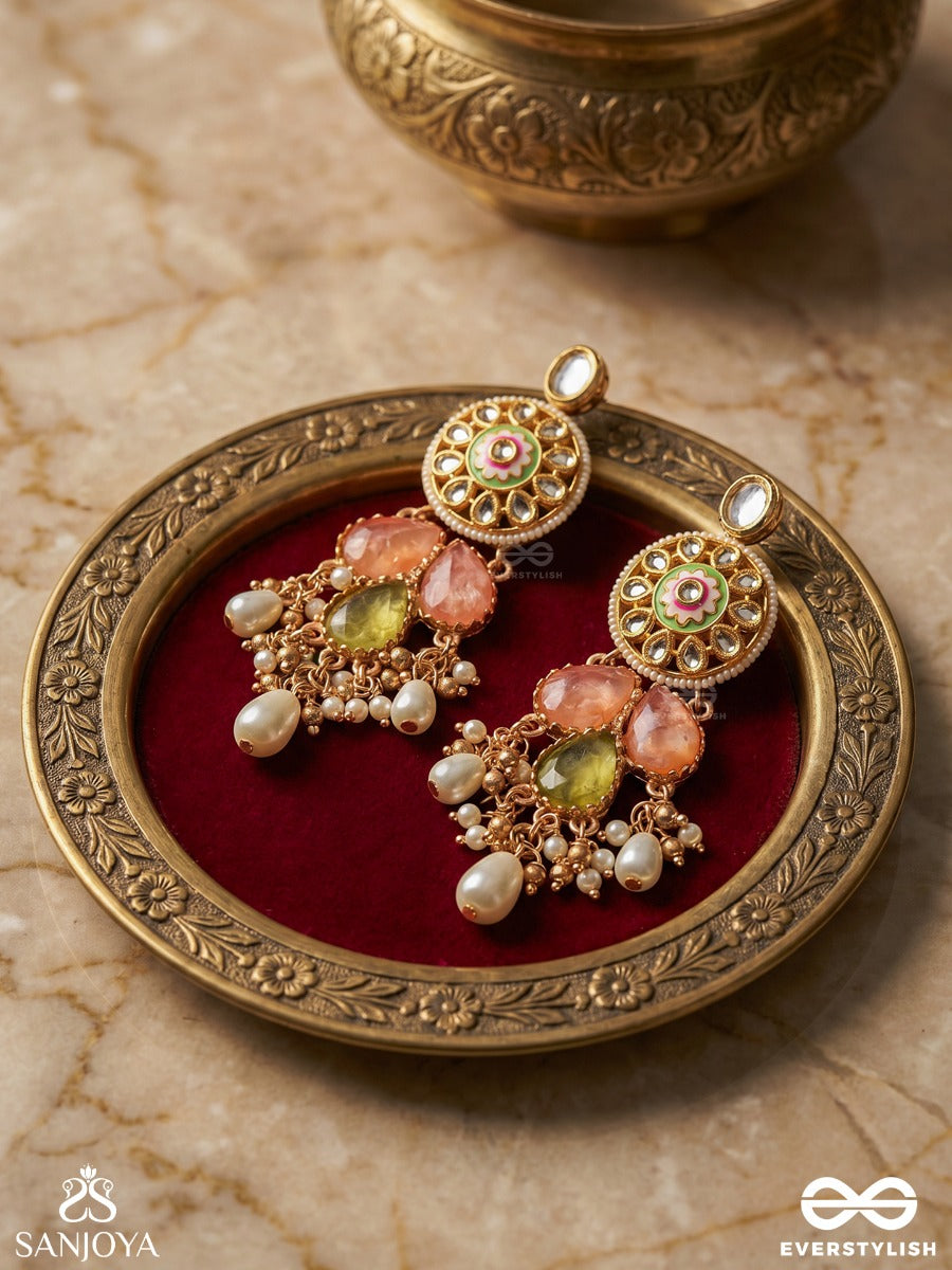 Tarunima - Freshness- Simple Graceful Earrings With Gemstones, Kundan And Pearls