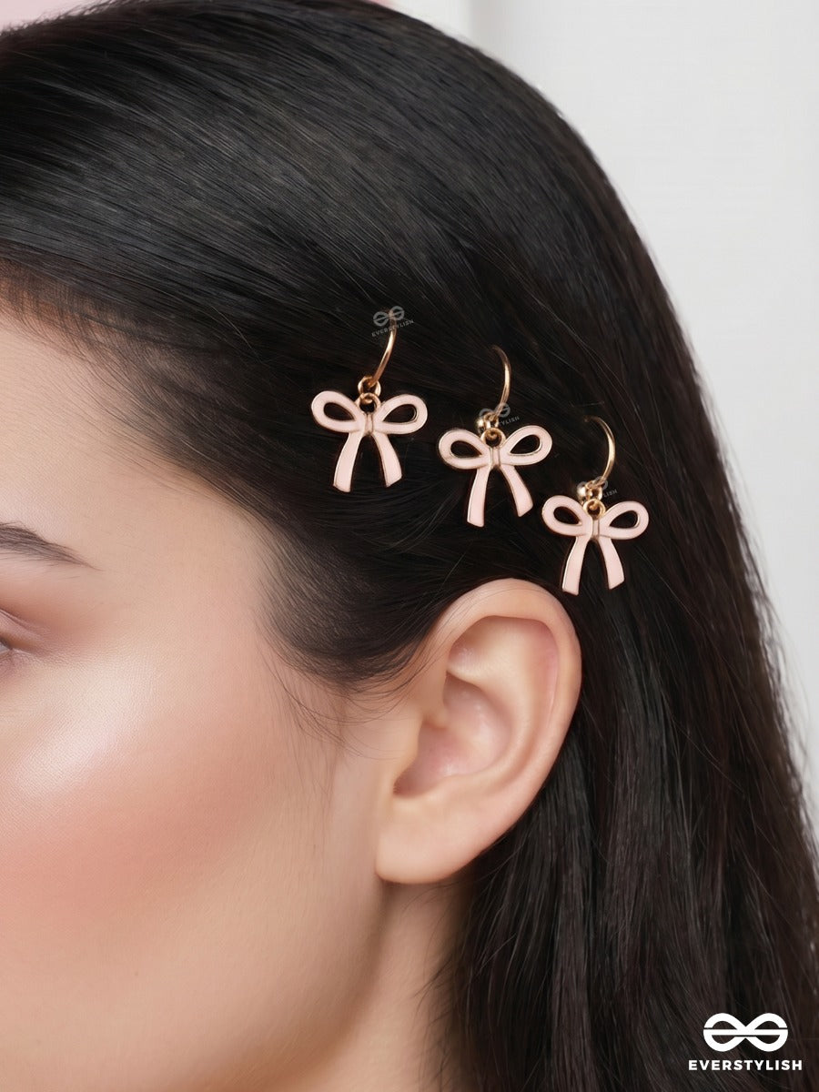 Pretty Loops – Mini Bow Hair Accessory Set Of 3 With Blush Enamel Charms And Gold-Tone Details